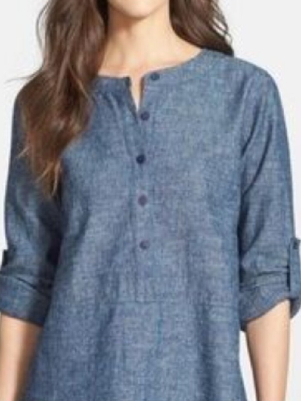 EILEEN FISHER hemp chambray tunic top S